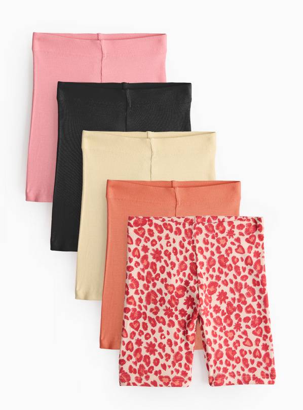 Plain & Printed Ribbed Shorts 5 Pack 5 years